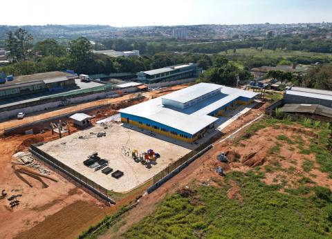 Creche Paraíso de Viracopos: última, das 16 unidades Espaço do Amanhã, será entregue neste 1º de outubro; na foto a escola ainda estava em construção - Crédito: Carlos Bassan