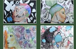 desenhos de carmem miranda das crianças do projeto primavera