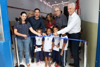 Pequenos futuros cidadãos participaram do momento de inaugurar oficialmente a unidade - Crédito: Fernanda Sunega